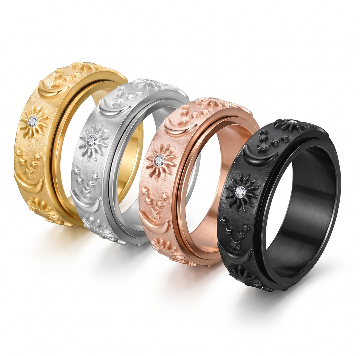 Star & Moon Spinner Ring