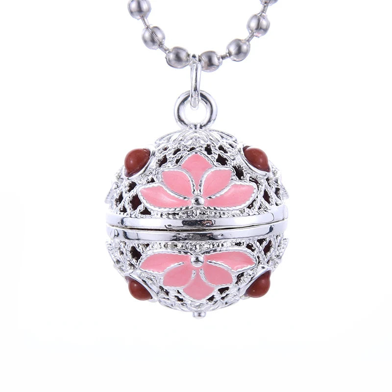 Luxury Golden Aromatherapy Necklaces Wonderful Oil Painting Open Locket Aroma Diffuser Necklace Essential Oils Perfume Necklace