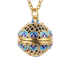 Luxury Golden Aromatherapy Necklaces Wonderful Oil Painting Open Locket Aroma Diffuser Necklace Essential Oils Perfume Necklace