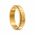 Titanium Steel Spinner Rings Reducing Pressure for Men and Women Irregular Patterns of Hammered Moonpits Rotating   Anti-stress