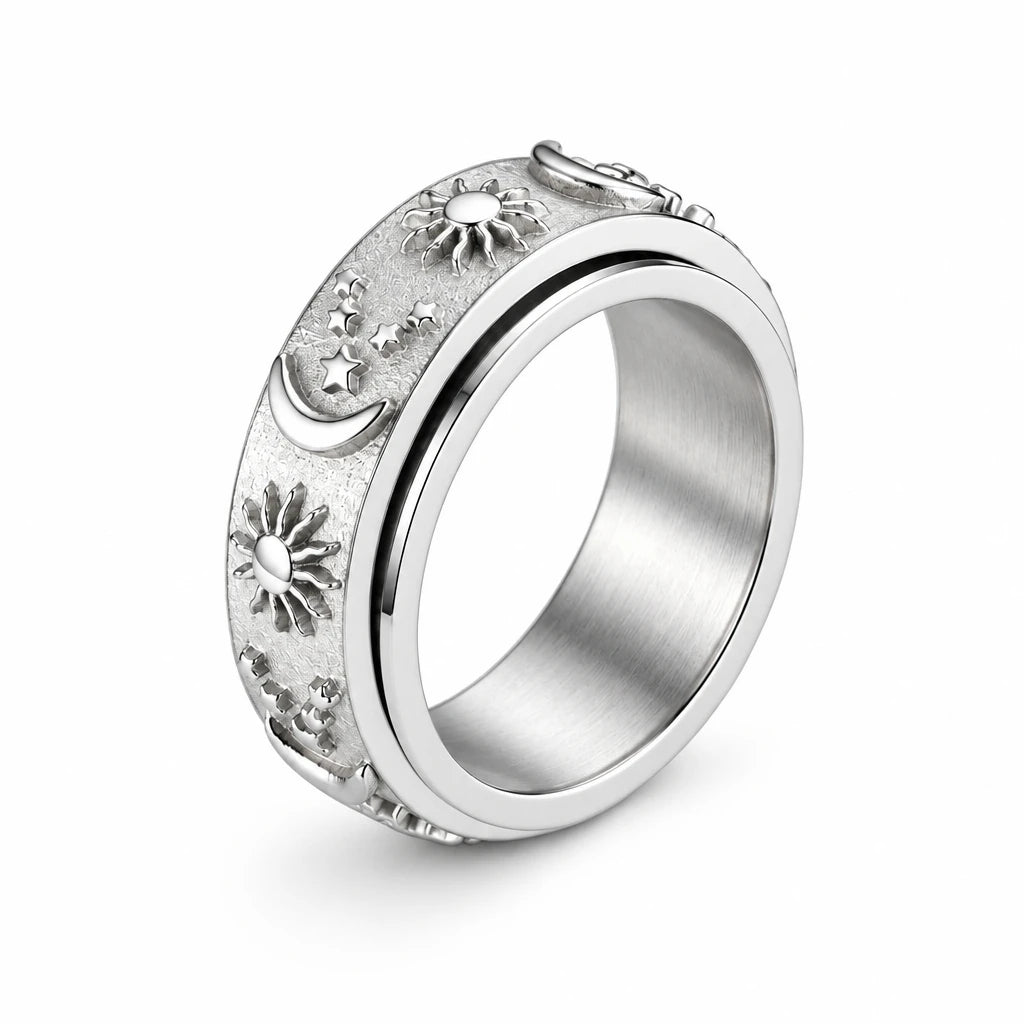 Star & Moon Spinner Ring