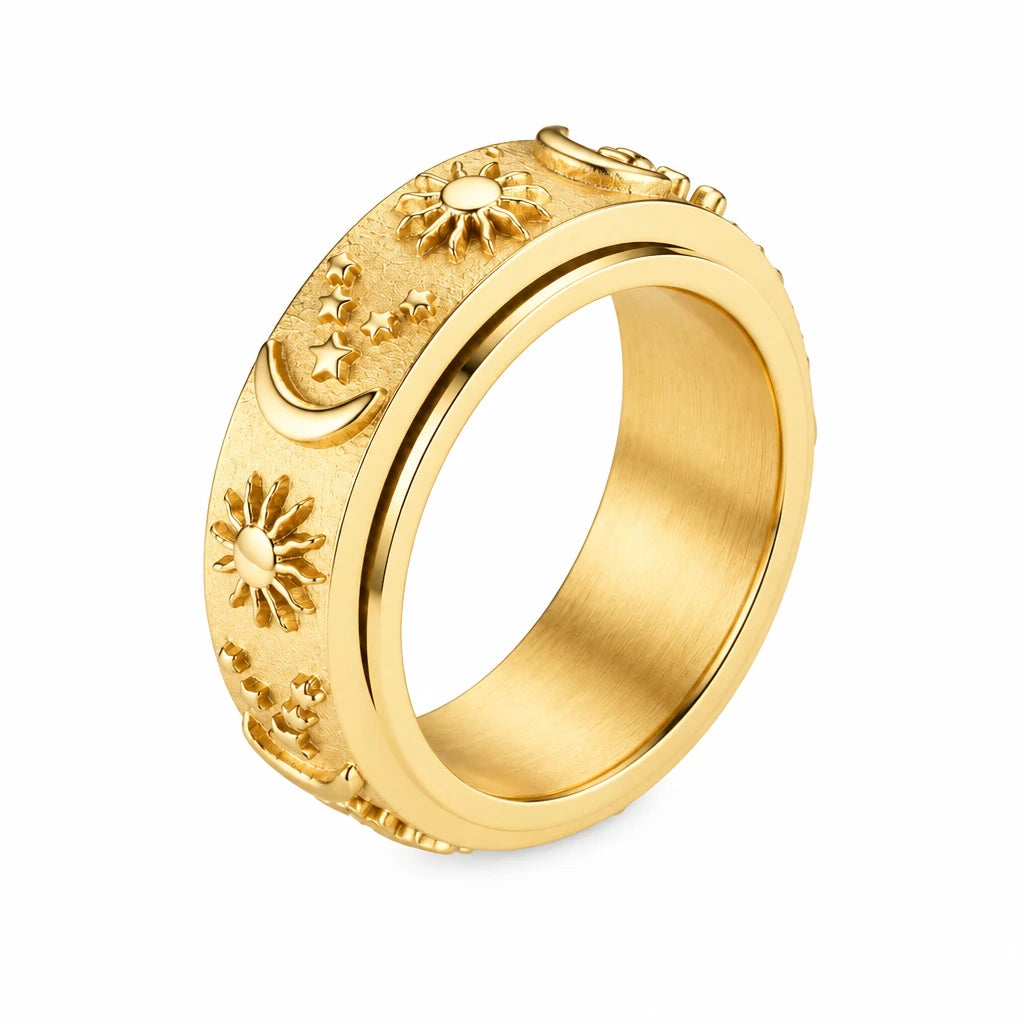 Star & Moon Spinner Ring