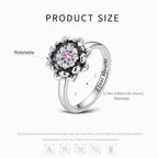 Lotus Ring size chart — rotatable 925 silver ring, 19-21mm diameter with Just Breathe engraving